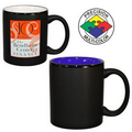 11 Oz. 2 Tone Satin Hilo C-Handle Mug - Screen Printed (Black/Royal Blue)